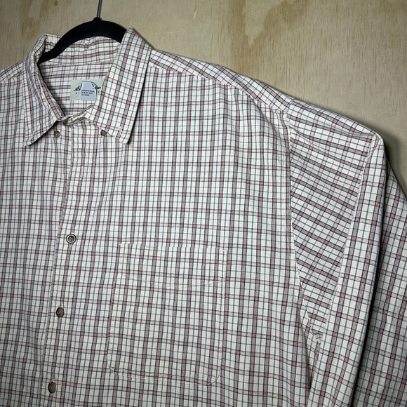 Eddie Bauer Men's Checkered Button-Down Shirt - Brown and White - Picture 4 of 10